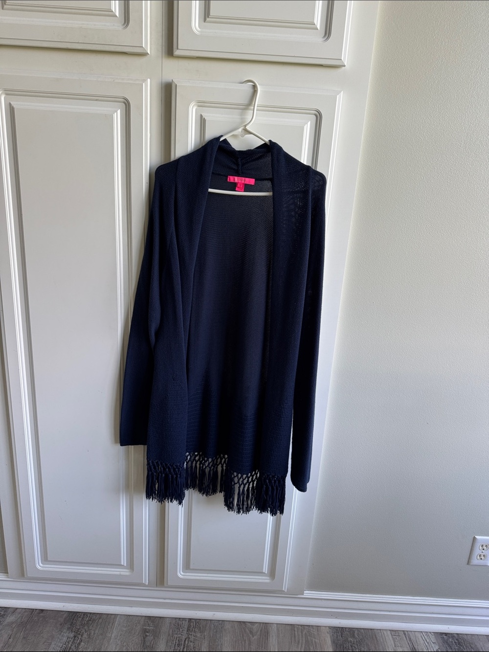 Lilly Pulitzer XL navy fringe cardigan